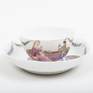Chinese Export Porceain Teabowl and Saucer Decorated for the European Market