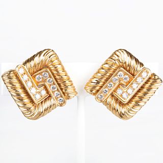 18k Gold and Diamond Earrings