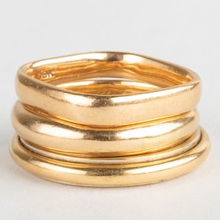 Three 18k Gold Band Rings