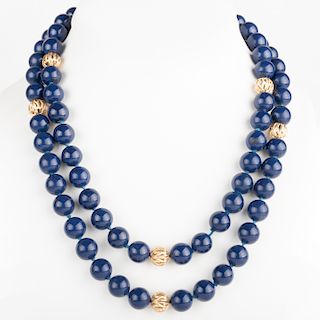 Lapis Lazuli and Gold Bead Necklace