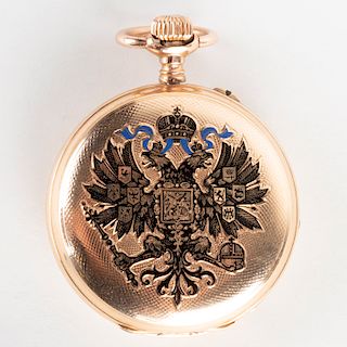 Gold and Enamel Presentation Pocket Watch, by Pavel Buhre, St. Petersburg
