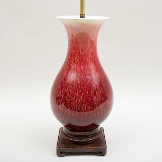 Chinese Copper Red Glazed Vase Mounted As a Lamp