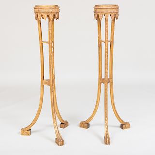 Pair of George III Style Giltwood Tripod Torchères