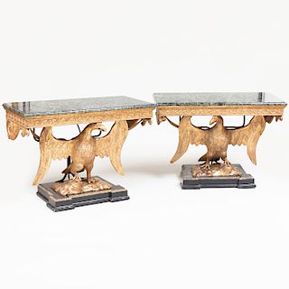 Pair of George II Style Giltwood Eagle-Form Consoles