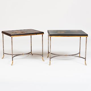 Pair of Chinese Coromandel Lacquer and Brass Low Tables