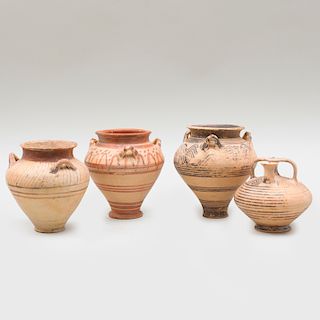 Group of Four Mycenaean Painted Pottery Jars