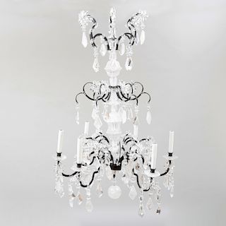 Italian Baroque Style Metal-Mounted Rock and Cut-Crystal Six-Light Chandelier