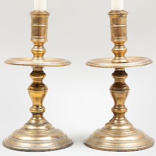 Pair of Flemish Baroque Brass Candlesticks