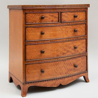 Miniature George III Inlaid Satinwood Bow-Fronted Chest of Drawers