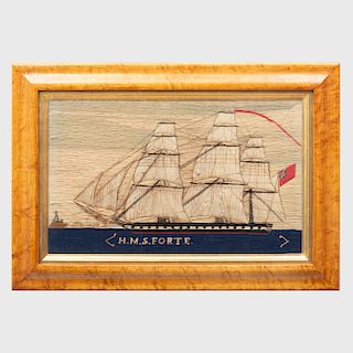 Marine Needlework Picture of the H.M.S. Forte