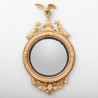 George III Giltwood and Ebonized Convex Mirror