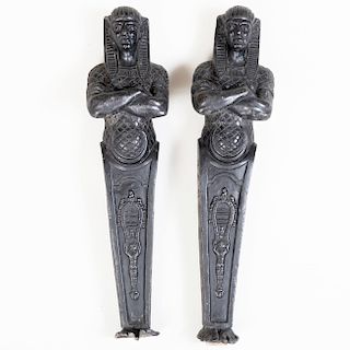 Pair of Neo-Egyptian Cast-Iron Caryatids