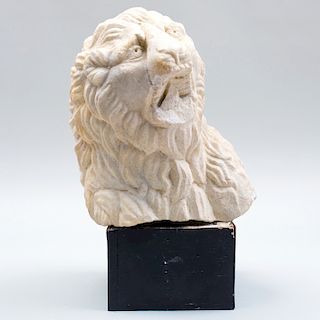 Medieval Carved Limestone Lion's Head 