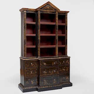 Early George III Japanned Small Breakfront Cabinet