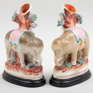 Pair of Staffordshire Elephant Spill Vases