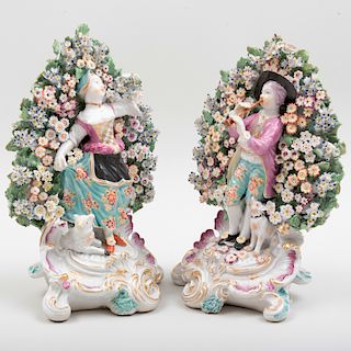 Pair of Chelsea Porcelain Bocage Figures of a Shepherd and Shepherdess