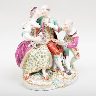 English Porcelain Figure Group of a Courting Couple, Probably Derby