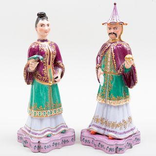 Pair of English Porcelain Chinoiserie Figures