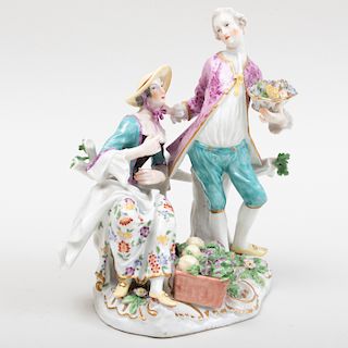 Samson Porcelain Figure Group of a Gardener and Companion