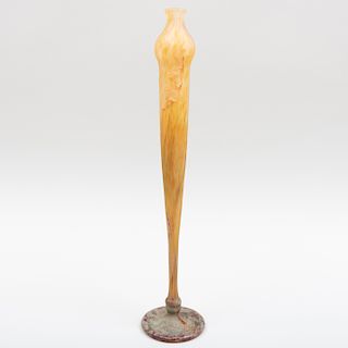 Daum Cameo Glass Tall Bud Vase