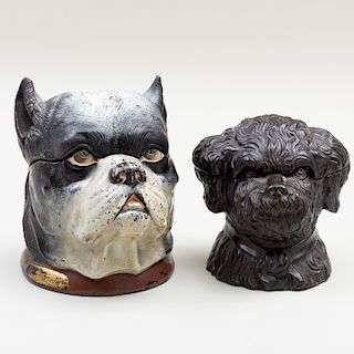 Two English Pottery Dog Form Tobacco Jars