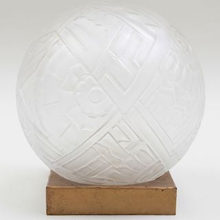 French Art Deco Globular Opalescent Glass Table Lamp