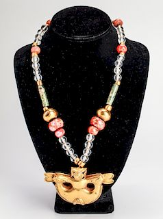Pre-Columbian Tumbaga Gold Pendant Beads Necklace