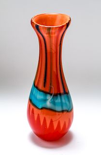 Modern Studio Art Glass Tall Vase