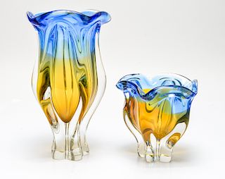 Modern  Art Glass Vases, Group of 2