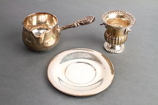 Sterling Silver Sauce Boat w Underplate & Urn, 3