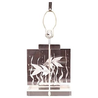 Mid-Century Lucite Table Lamp w Fish Motif