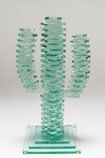 Modern Southwestern Stacked Glass Cactus Sculpture