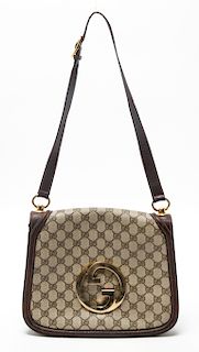 Gucci Designer Monogram Canvas & Leather Bag