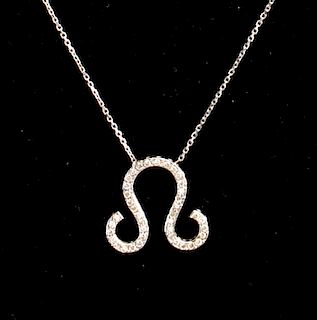 14K White Gold & Diamonds "Omega" Pendant Necklace