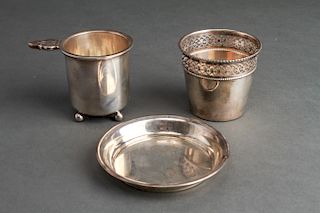 Silver Vessels & Small Tray Group of 3
