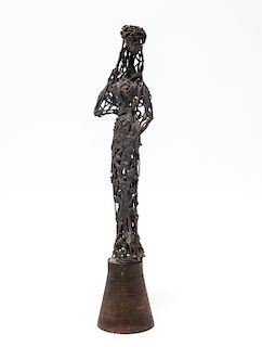 Brutalist Metal Wire Female Figure Sculpture