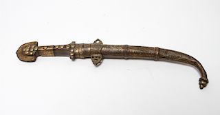 Arabic Jambiya Dagger w Gilt-Metal Scabbard