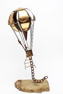 John DeMott Brass Hot Air Balloon Sculpture
