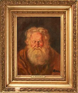 Judaica Portrait of a Rabbi Oil on Canvas