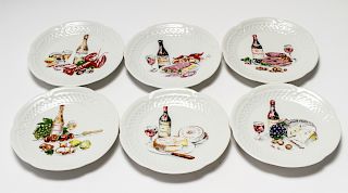 Philippe Deslioulieres Porcelain Cheese Plates, 6