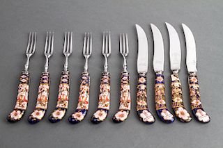 Royal Crown Derby Imari Porcelain Knives Forks, 10
