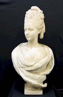 Large And Finely Carved Marble Bust Of Marie