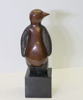 J. Sherman Signed And Numbered Bronze Penguin.