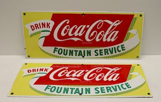 Lot Of 2 Vintage Coca Cola Enamel Signs.