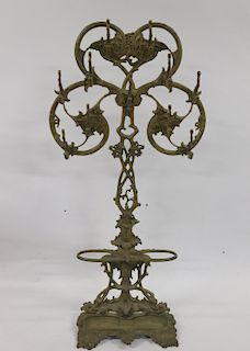LAWERENCE. Signed Ornate Cast Iron Hall Tree.