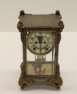 C.D. Peacock. Chicago Gilt Metal Carriage Clock