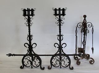 Mansion Size Pair Of Hand Wrought Antique