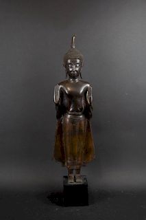 A Bronze Sukhothai Style Figure of Buddha.