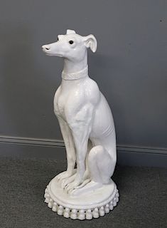 Antique Glazed / Enameled Pottery Greyhound.