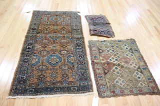 3 Antique And Finely Hand Woven Throw Rugs